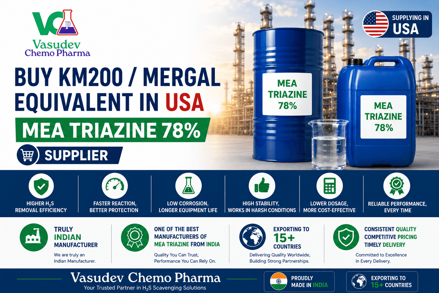 Buy KM200 Mergal equivalent MEA Triazine 78 from direct manufacturer supplier in USA