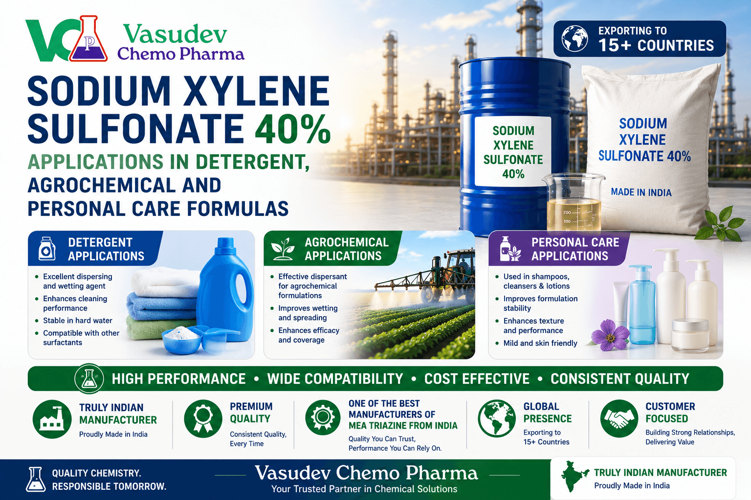 Sodium Xylene Sulfonate 40% Applications in Detergent, Agrochemical and Personal Care Formulas - SXS 40% hydrotrope guide