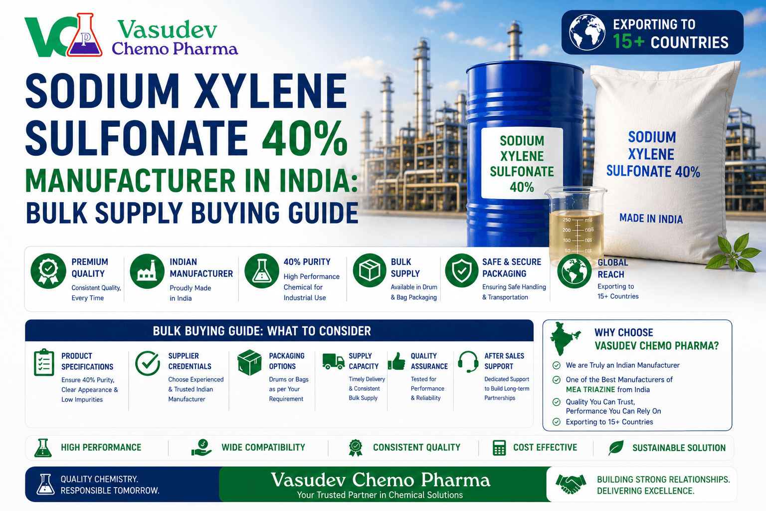 Sodium Xylene Sulfonate 40% Manufacturer in India: Bulk Supply Buying Guide - SXS 40% hydrotrope guide